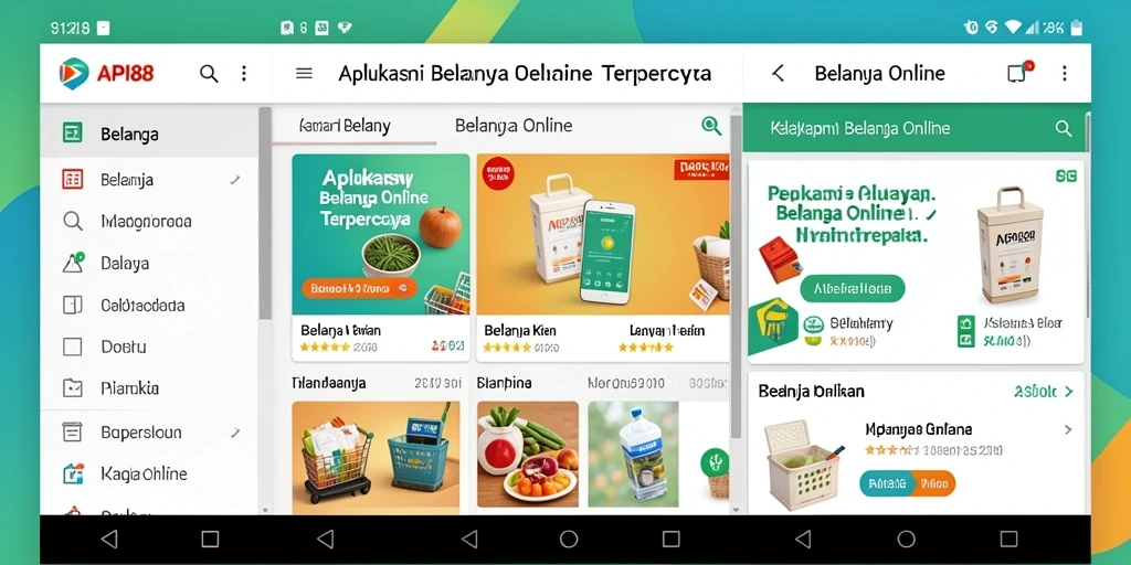Tampilan antarmuka aplikasi API88 untuk belanja online.