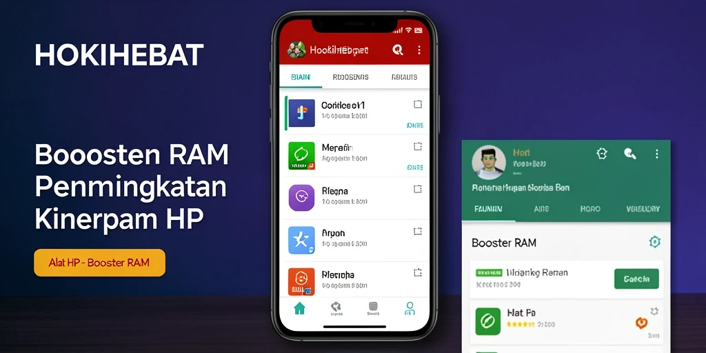 Antarmuka HOKIHEBAT yang bersih dan fungsional untuk peningkatan RAM.