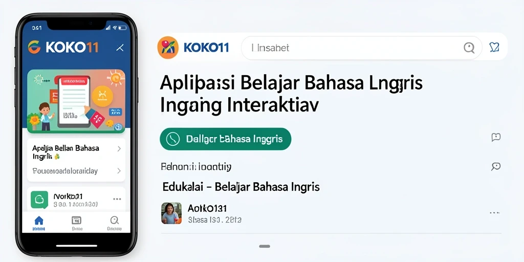 Tampilan antarmuka KOKO11 yang interaktif untuk belajar Bahasa Inggris.