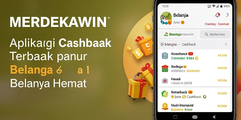 Tampilan antarmuka aplikasi MERDEKAWIN yang mudah digunakan untuk Cashback.