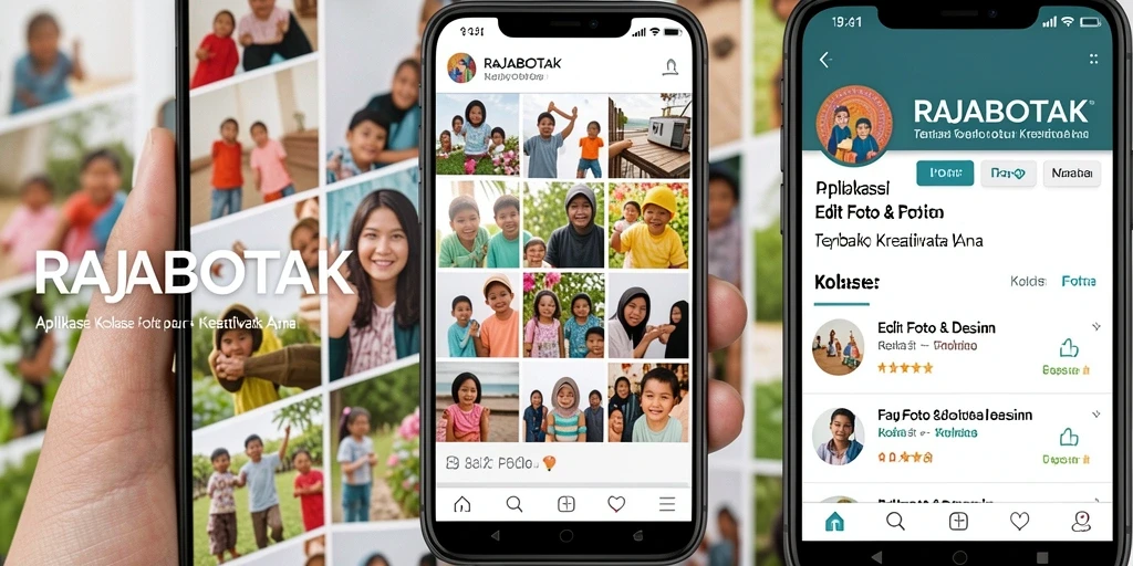 Tampilan antarmuka RAJABOTAK dengan kolase foto menarik.